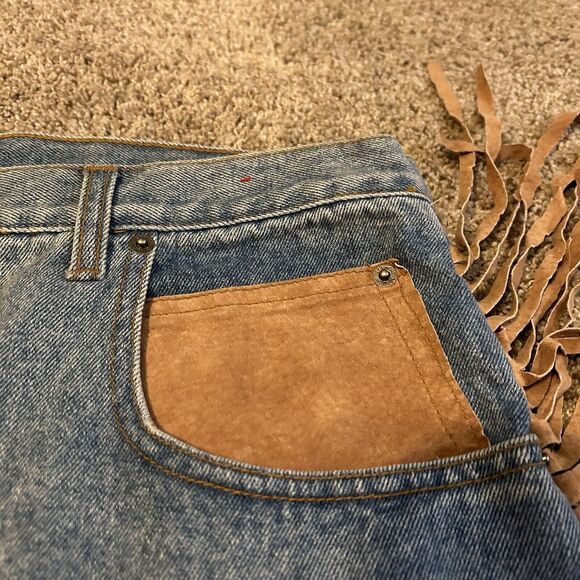 Vintage Seruchi Womens Fringe Boho Western Denim Jeans Size 24 Cowgirl - Picture 3 of 8